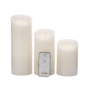 Push Flame Ivory Pillar S/3 Candles w/Remote