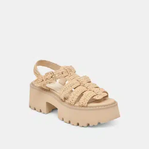 Light Natural Lattice Platform Sandal - Image 2