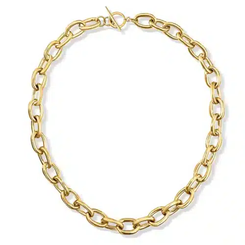 Allegra Chunky Oval Gold Chain Toggle Necklace