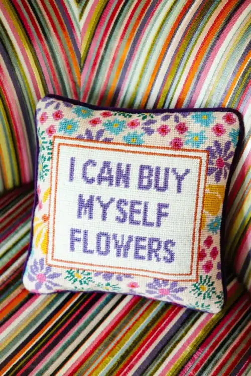 Flowers Needlepoint Pillow - Image 2