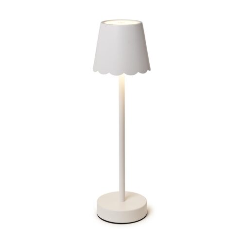 White LED Table Lamp w/Scalloped Shade