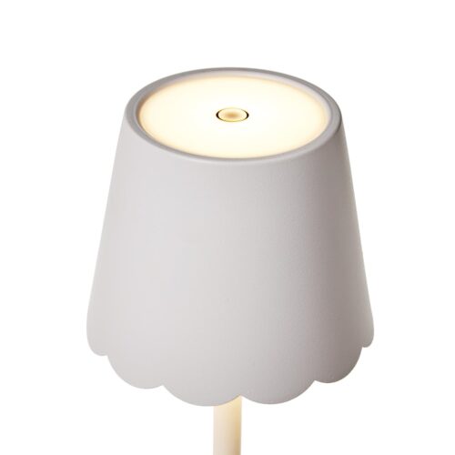 White LED Table Lamp w/Scalloped Shade - Image 2