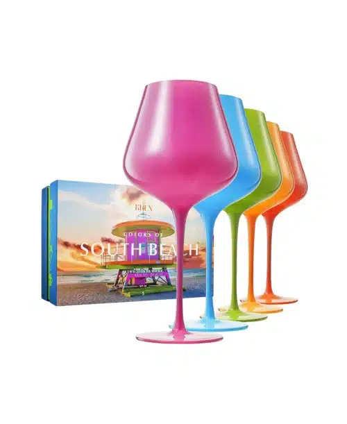 Colors of South Beach Miami Wine Glass Set