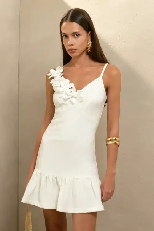 Mirabel Floral Applique Ruffle Mini Dress - Image 3