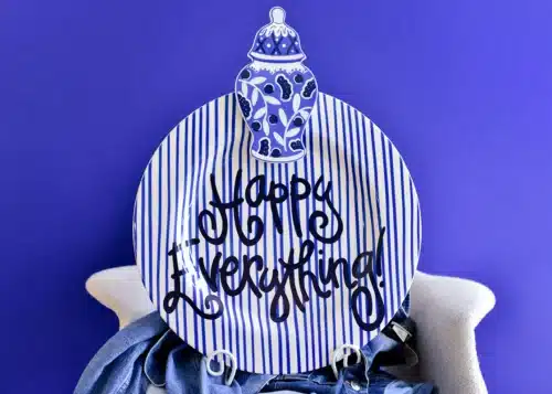 Indigo Skinny Stripe Big Happy Everything Round Platter - Image 2