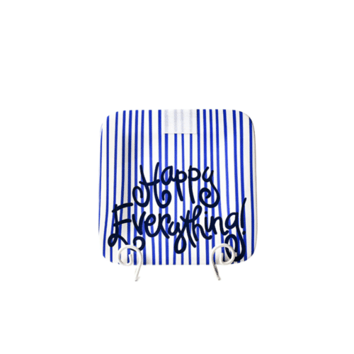 Indigo Skinny Stripe Mini Happy Everything Square Platter