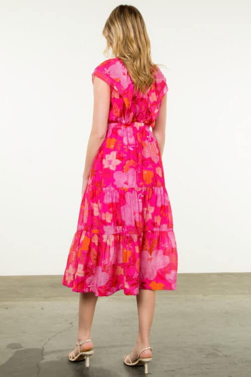 Pink Flutter Sleeve Floral Dress (1674) - Image 3