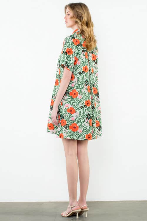 Mint Button Up Floral Dress (2851) - Image 3