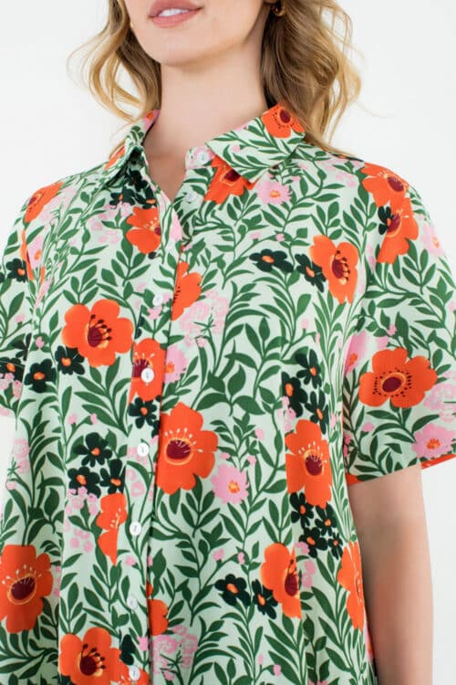 Mint Button Up Floral Dress (2851) - Image 2