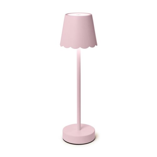 Pink LED Cordless Table Lamp w/Scalloped Edge