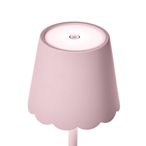 Pink LED Cordless Table Lamp w/Scalloped Edge - Image 3