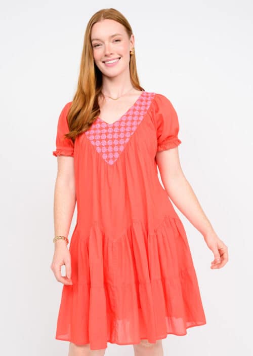 Manderine Daisy Filled Yoke Dress