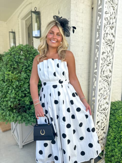 Black and White Polka Dot Strapless Dress