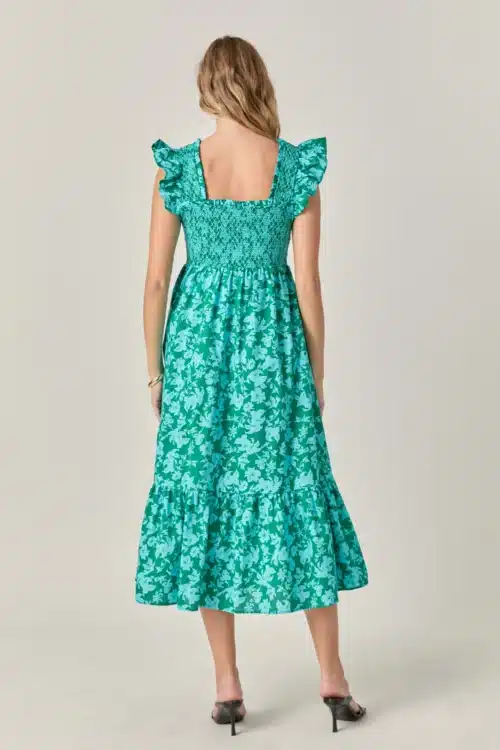 Green Printed Sleeveless Midi Dress - Image 3