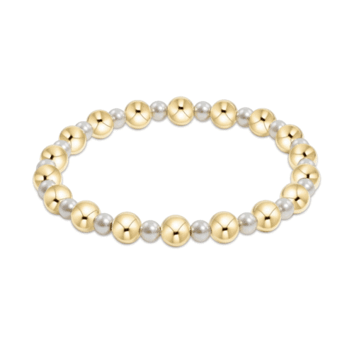 Pearl Grateful 4mm Bead Bracelet 6mm Gold
