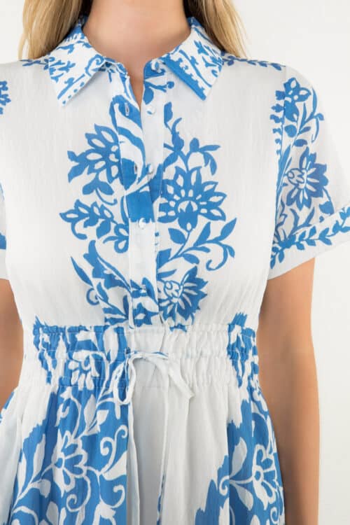 White Short Sleeve Print Dress 2855 - Image 2