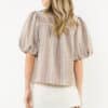 Brown Puff Sleeve Gingham Top (3261) - Image 3