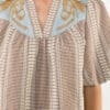 Brown Puff Sleeve Gingham Top (3261) - Image 2