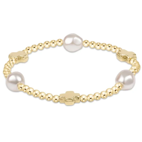 Signature Cross Admire Pearl 3mm Gold Bead Bracelet