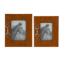 Silver Horse Bit Tan Leather Frame - Large